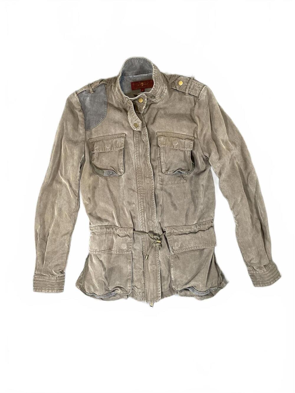 7 for All Mankind Utility Women's Jacket Button and Zip Closure Mock Neck Small - Picture 2 of 11